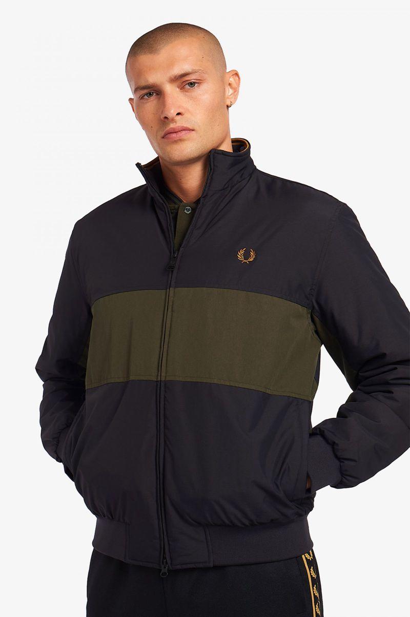 Geaca Barbati Fred Perry Colour Block Căptușită Brentham Negrii | RO 1183EBCX